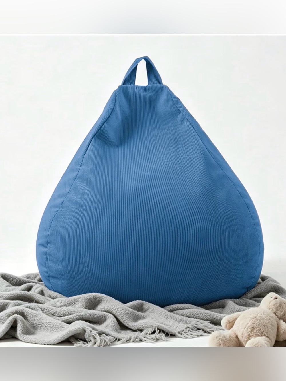 Blue Corduroy Bean Bag Chair Cover – Stuffed Animal Storage